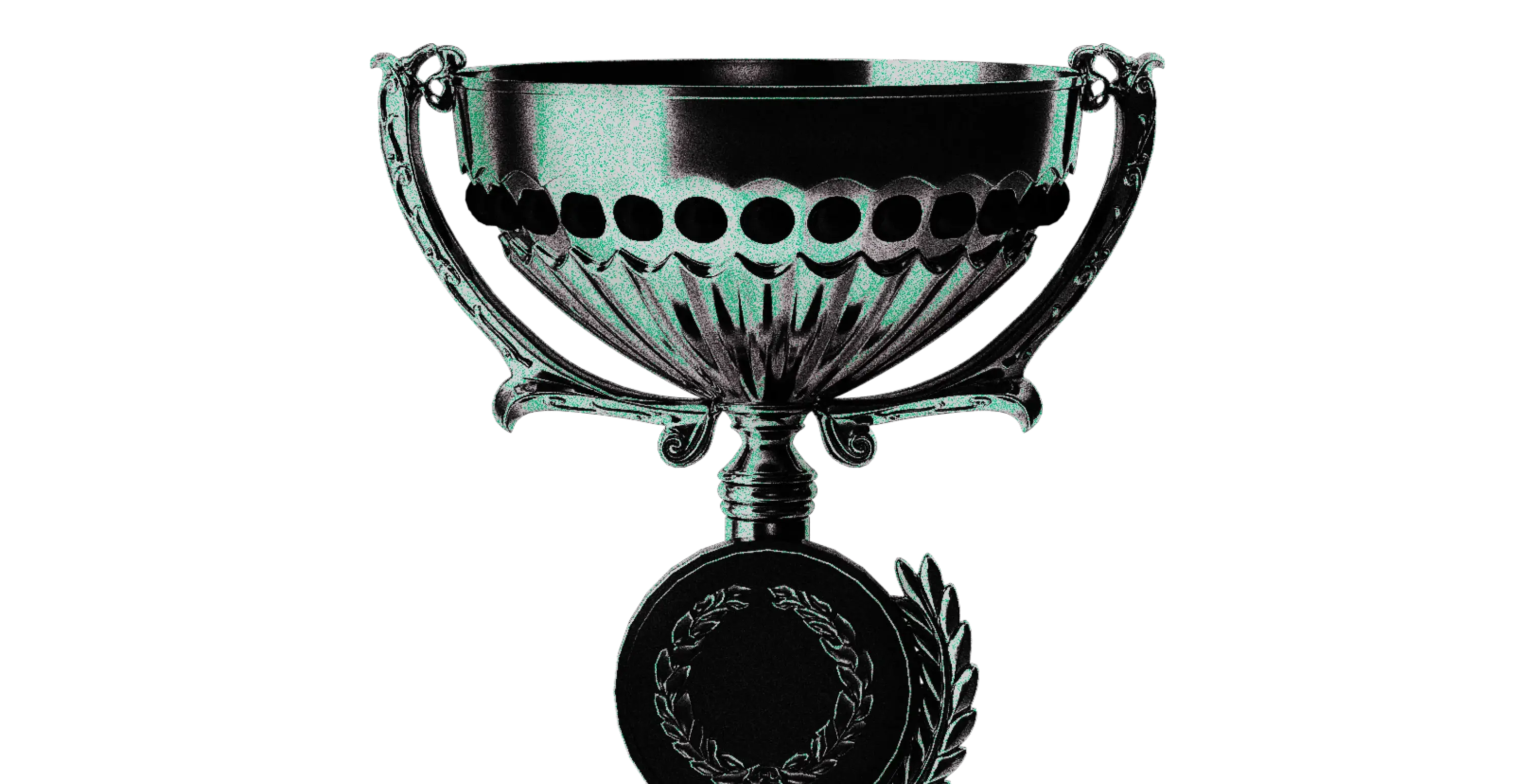 Puchar w kolorach brandingu software house Kryptonum, symbolizuje wysoką jakość usług